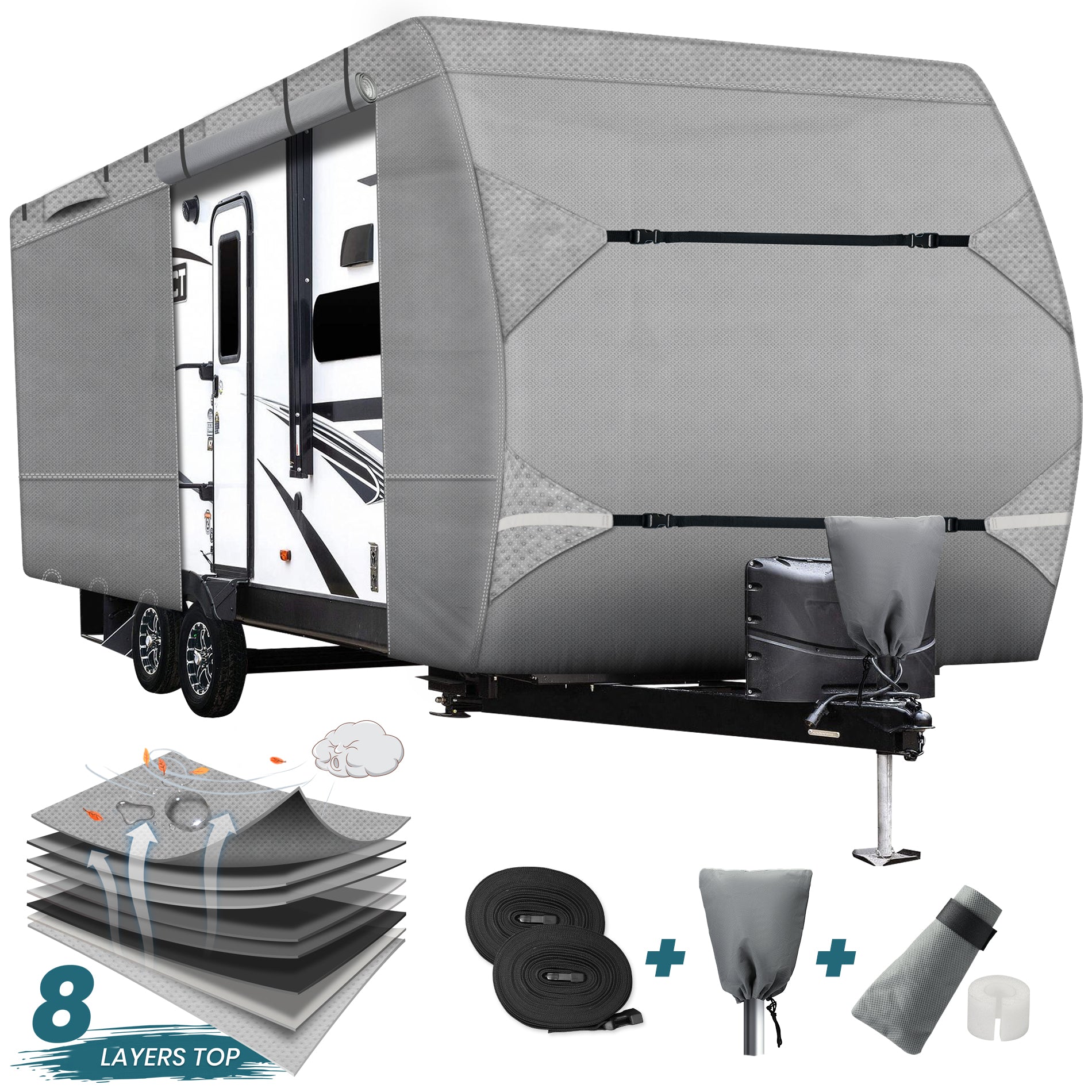 RV Covers | Travel Trailer Camper Covers 8 Layers Winter Waterproof