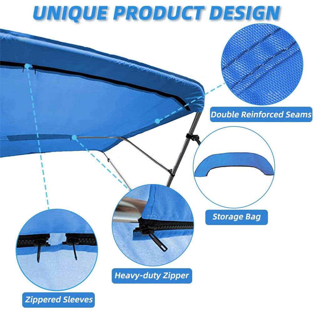 Boat Bimini Top | 3 Bow Bimini Boat Tops Replacement Canvas Cover Blue