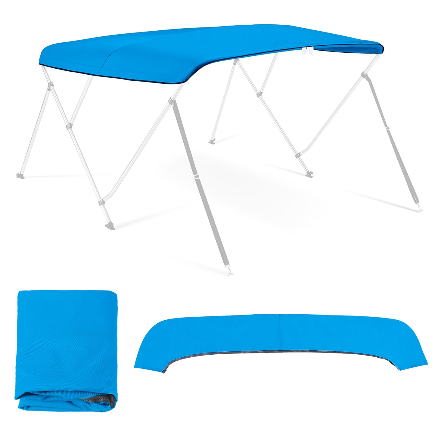 Boat Bimini Top | 3 Bow Bimini Boat Tops Replacement Canvas Cover Blue