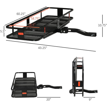 Folding Cargo Carrier Rack Hitch Mount Cargo Baskets