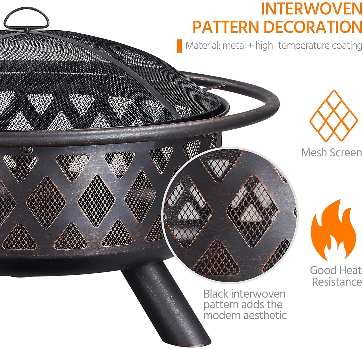 Fire Pit | 36 Inch Outdoor Fire Pit Grill Firebowl